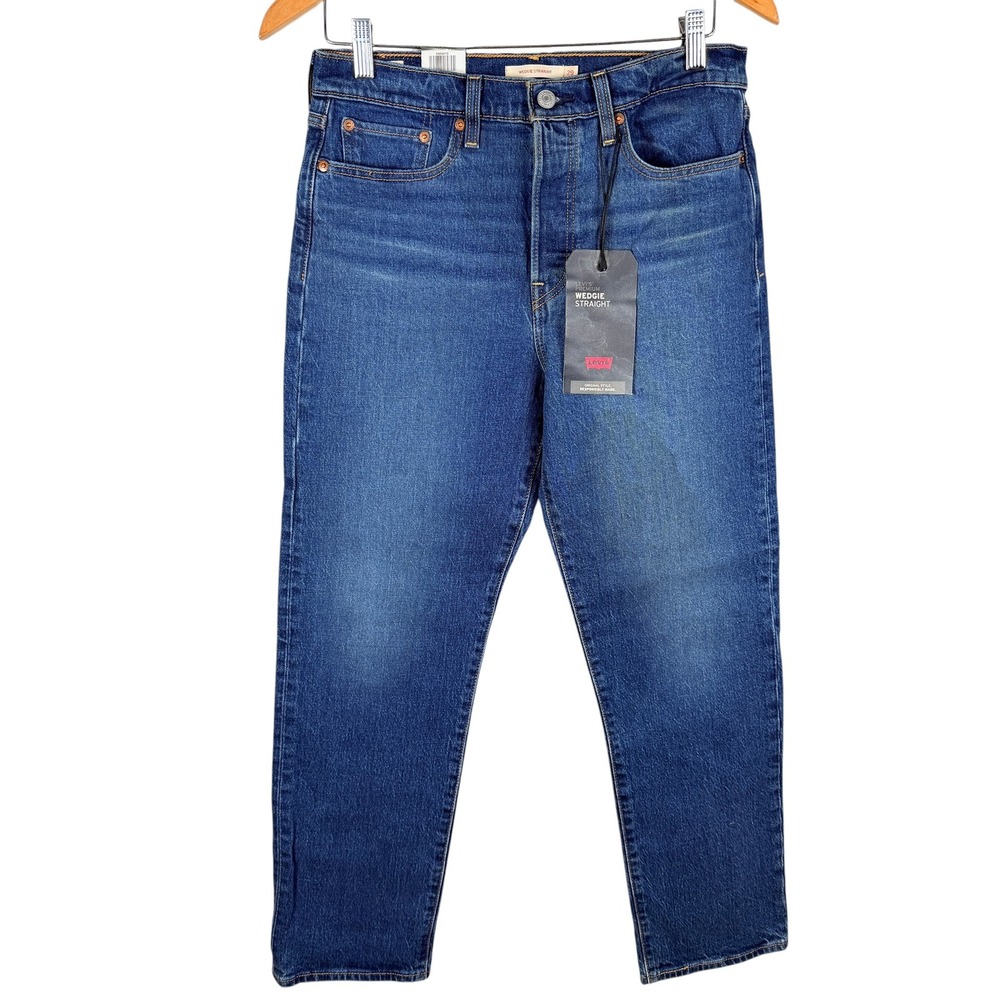 Levi's Premium Wedgie Straight Jeans Women 29 Blue High Rise Button Fly NEW‎